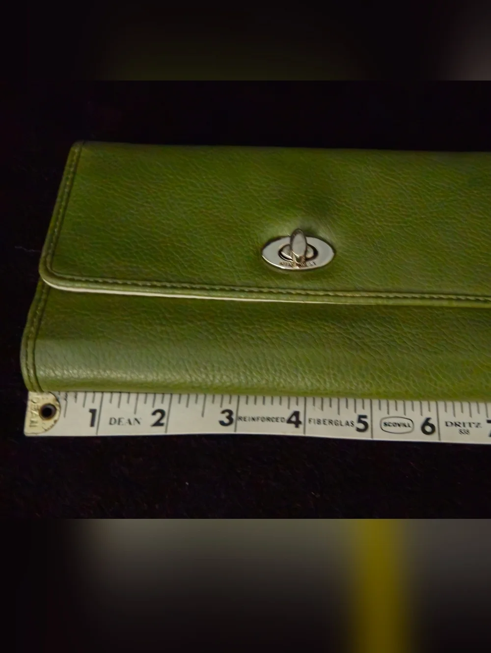 Nine West Olive Green Faux Leather Wallet with Silver Turn-Lock